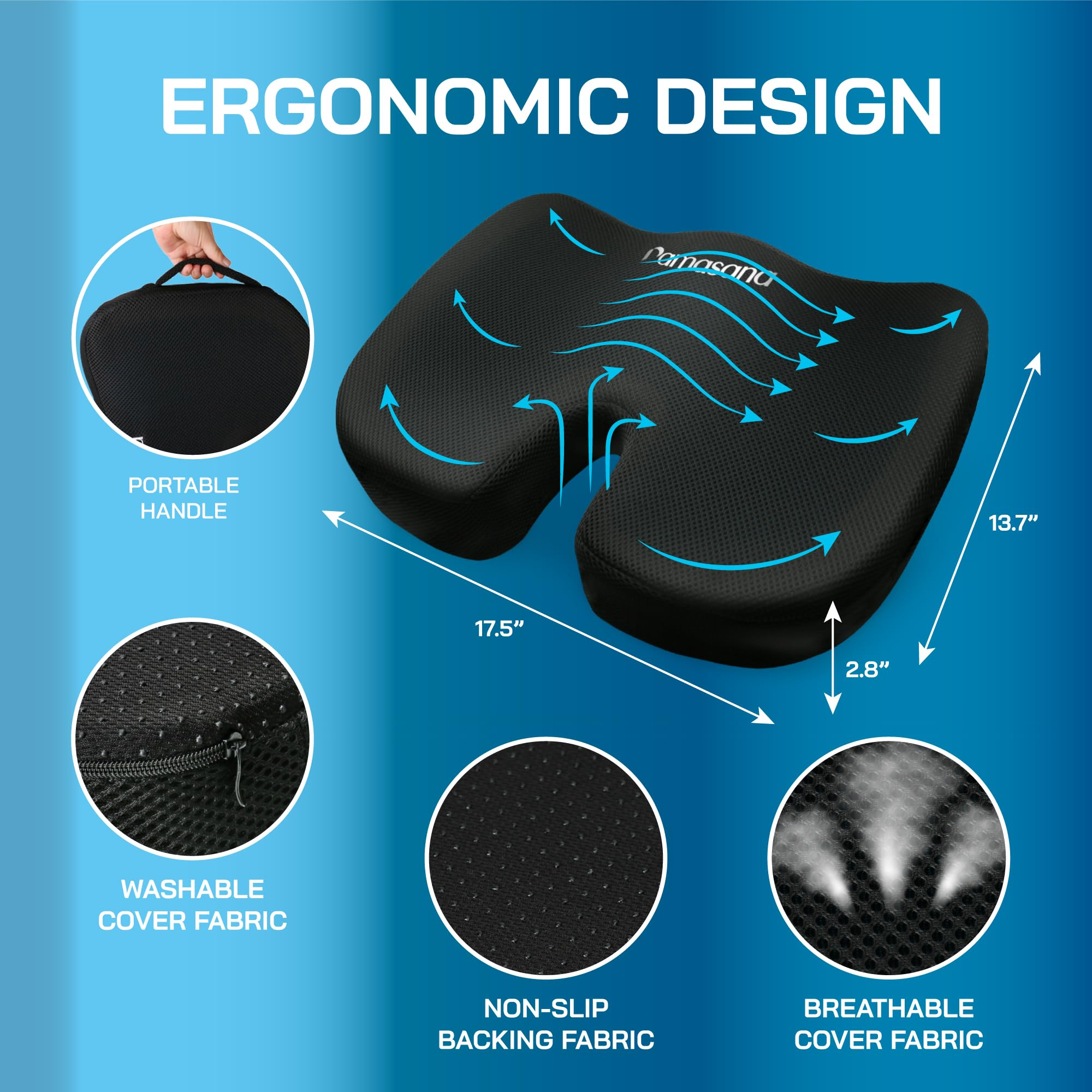 Pressure Relief Seat Cushions for Office Chairs Car Gel Seat Cushions for Driving Tailbone Pain Relief memory foam seat Cushion