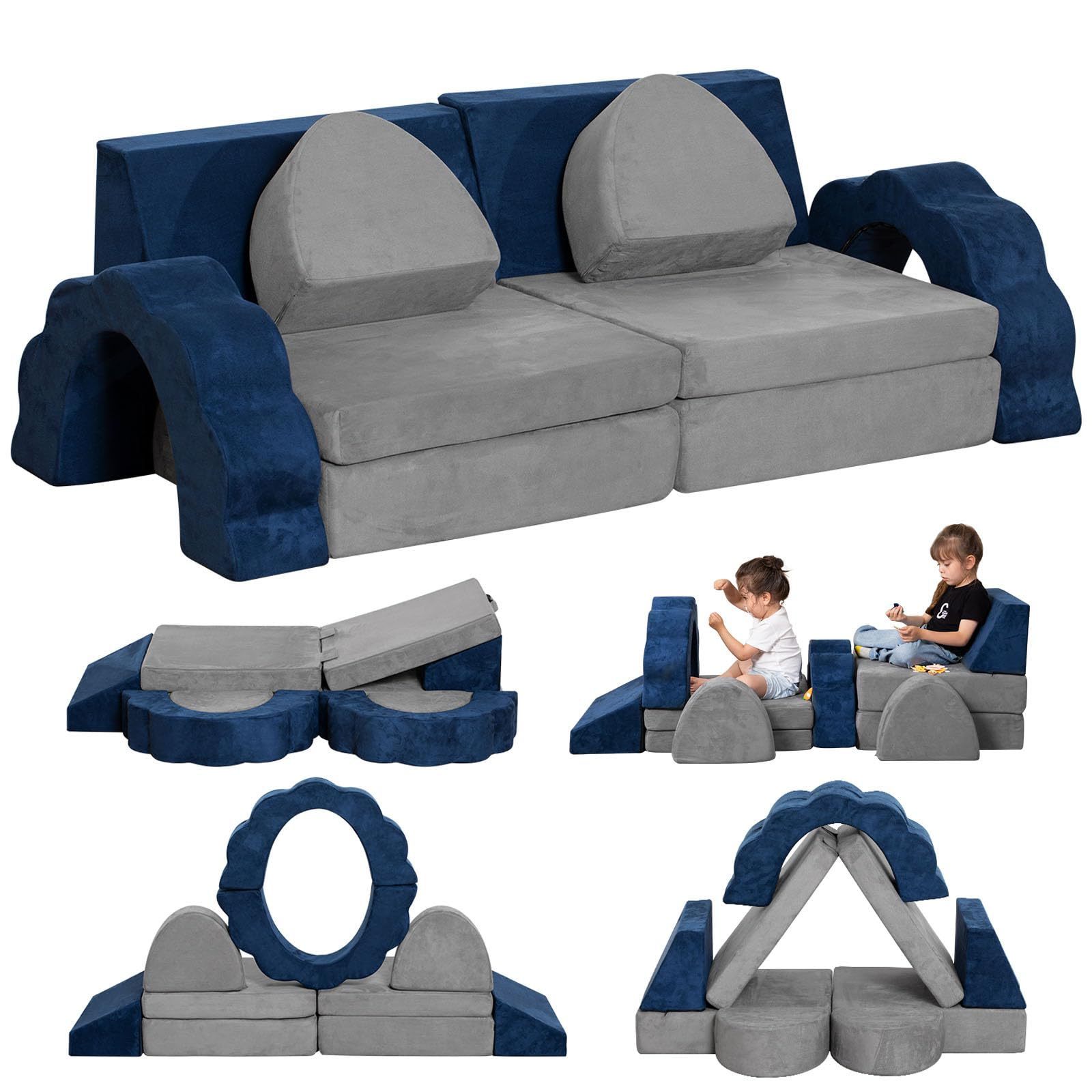 14pcs Modular Kids Play Couch Child Sectional Sofa  Convertible Foam and Floor Cushion Nugget couch