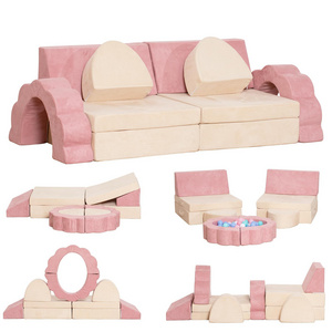 14pcs Modular Kids Play Couch Child Sectional Sofa  Convertible Foam and Floor Cushion Nugget couch