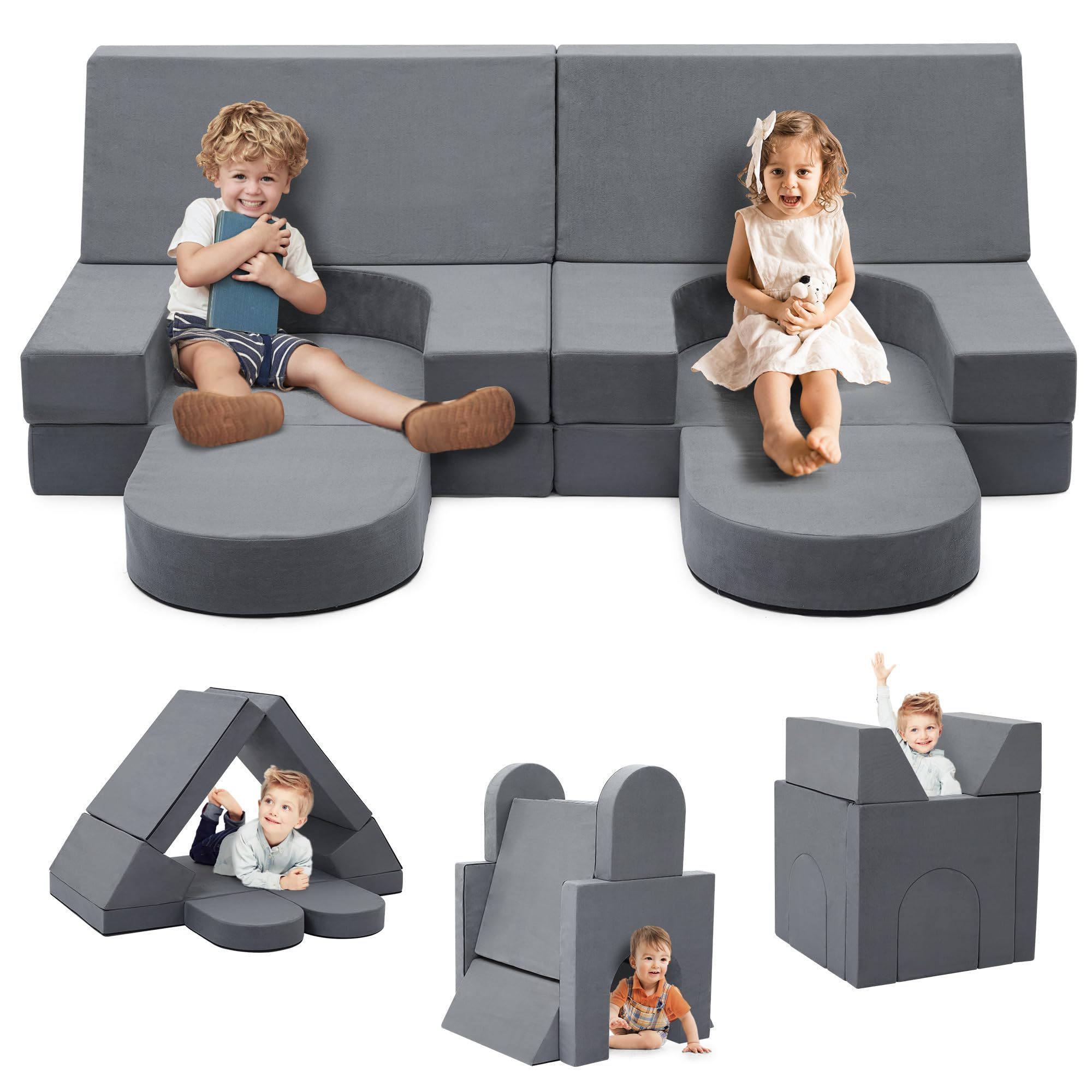 Custom  Kids Modular Couch Toddler with 2 Balls Kids Couch Play Set  in 1 Baby Foam Sofa Kids Nugget couch for Playroom