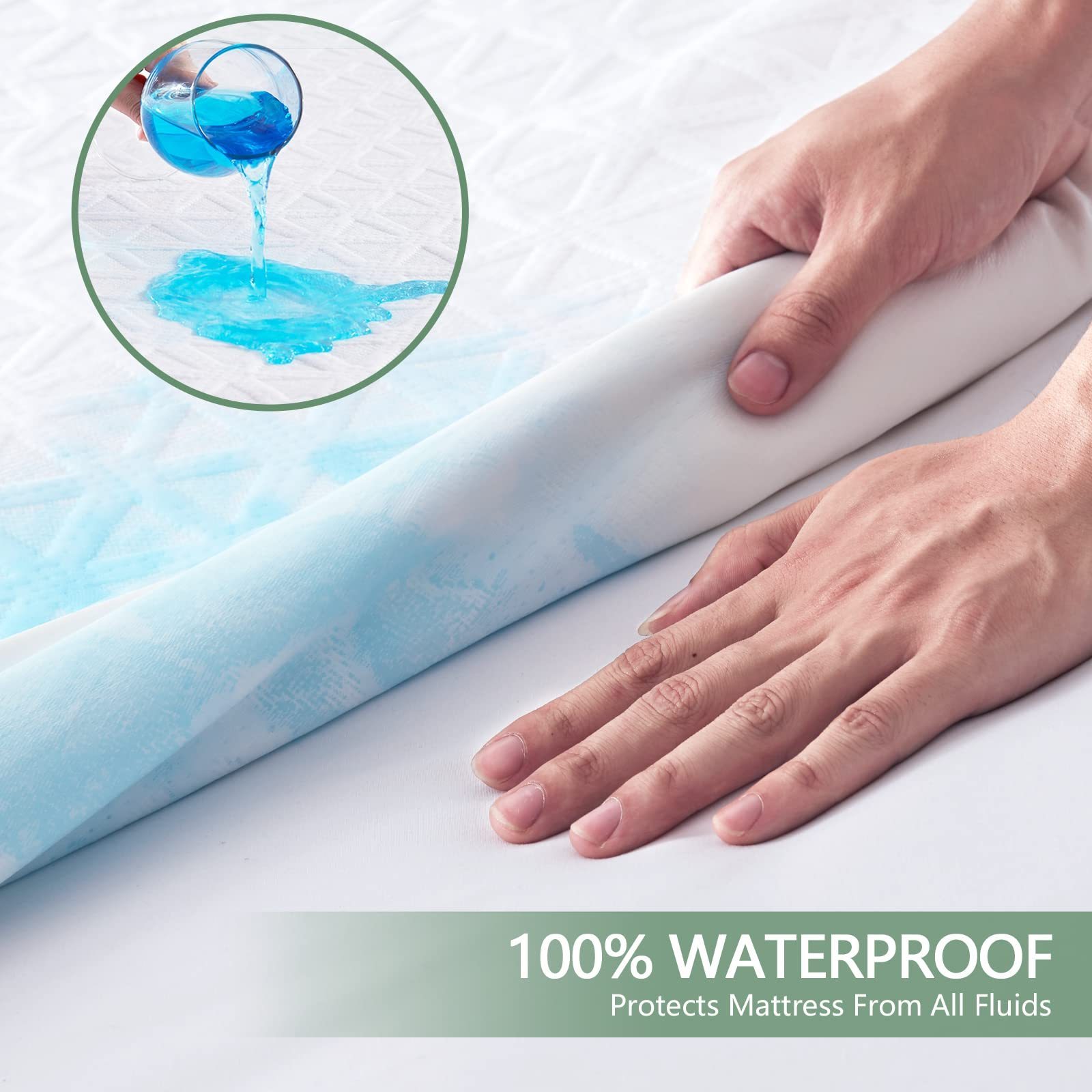 Premium 100% Waterproof Mattress Protector Queen Size Bed Bamboo Mattress Cover Breathable 3D Air Fabric Cooling Mattress Pad