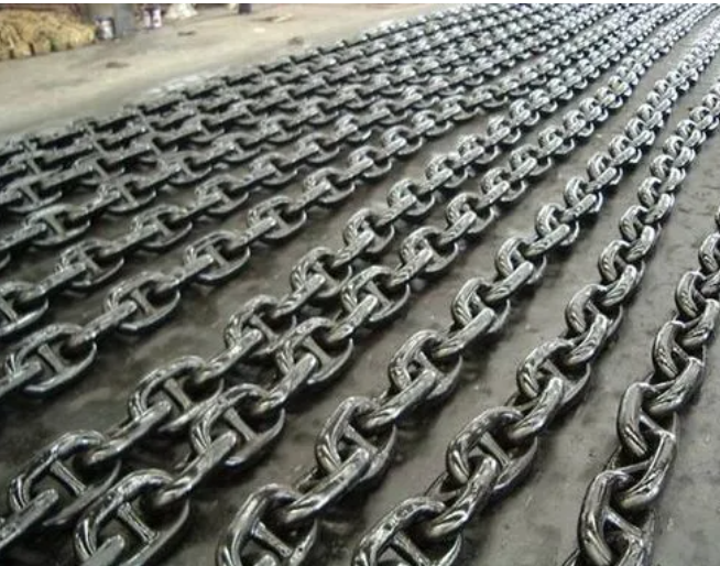 Grade U2, U3 stud link anchor chains, alloy steel, self colored