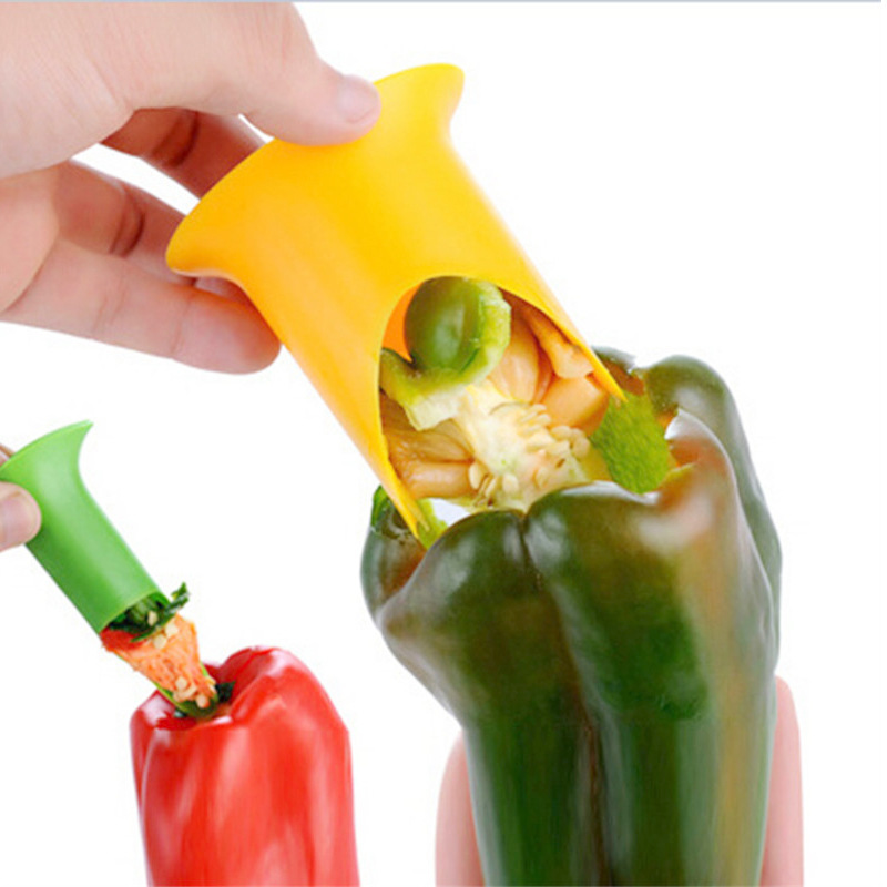 Hot Sale 2Pcs set Creative Pepper Corer Slicer Pepper Seeded Remover Device Tomato Coring Device Fruit Vegetable Cutter