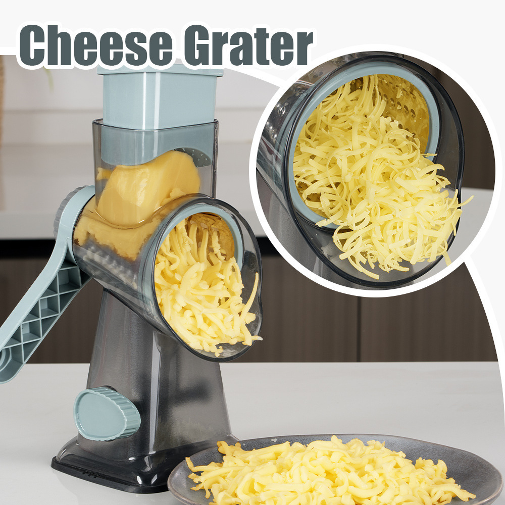 Wholesale 3 IN 1 Rotary cheese grater Vegetable Drum Slicer Cutter with 3 Stainless Steel Blades for Kitchen