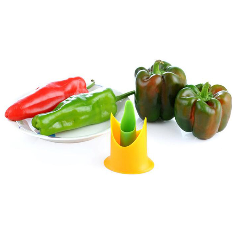 Hot Sale 2Pcs set Creative Pepper Corer Slicer Pepper Seeded Remover Device Tomato Coring Device Fruit Vegetable Cutter