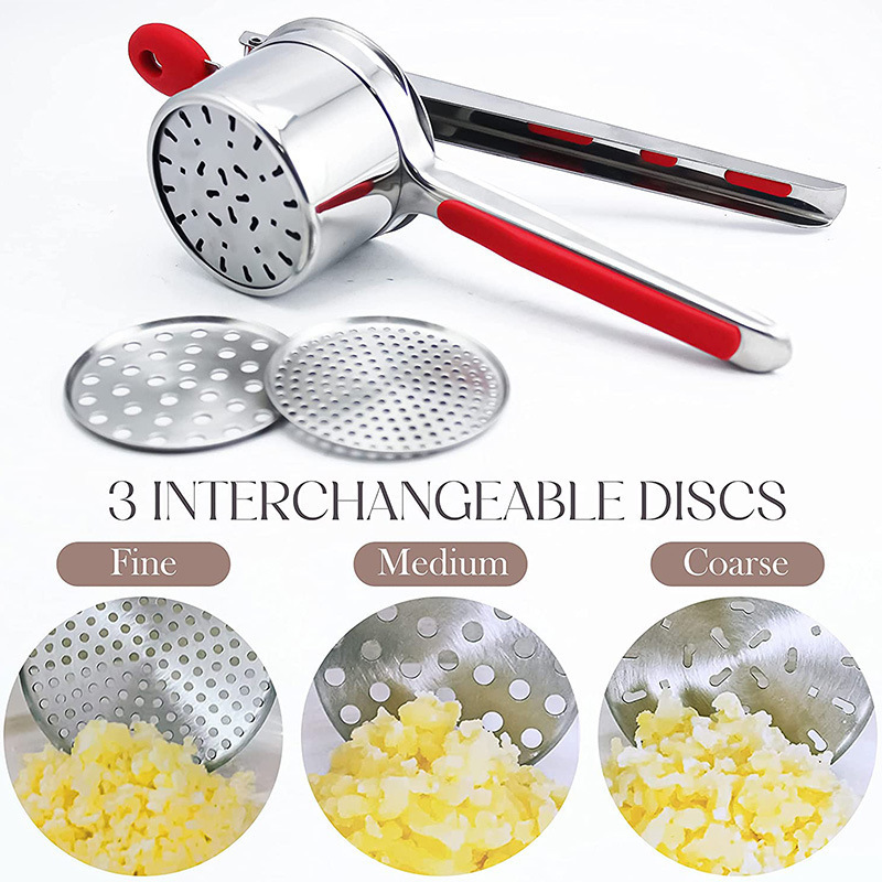 Stainless Steel  Kitchen Potato Ricer Mashed Potato Press Replaceable Bottom Pumpkin Sweet Potato Masher