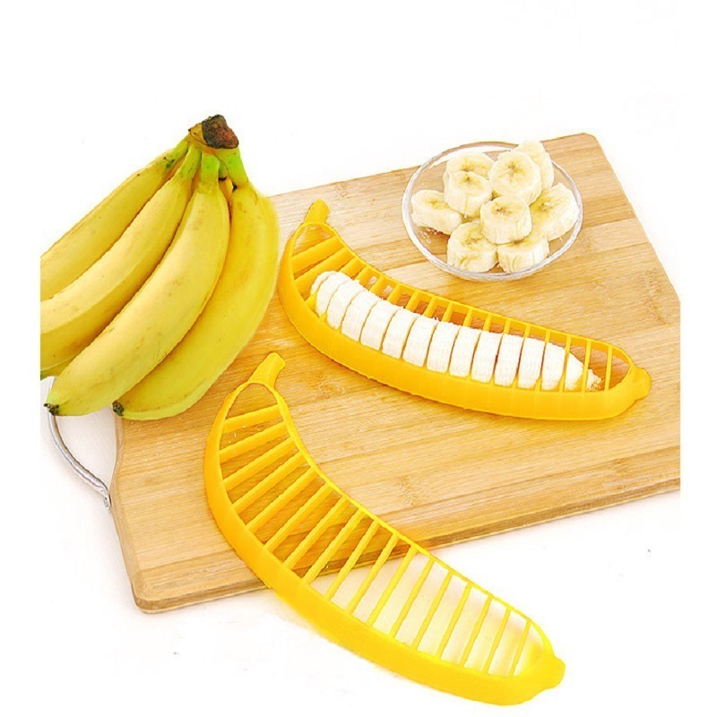 Easy Banana Slicer Cutters Practical Kitchen Tool Plastic Salad Fruit Peeler Cutter Chopper