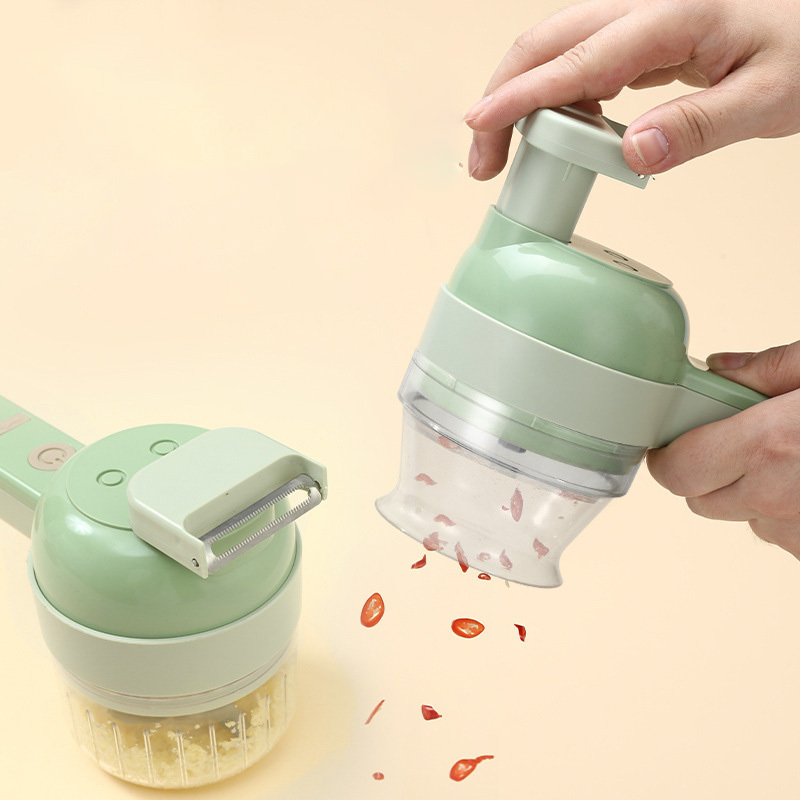 4 In 1 Electric Vegetable Chopper Garlic Chopper Crusher Vegetable Chopper Handled Portable Electric Vegetable Cutter