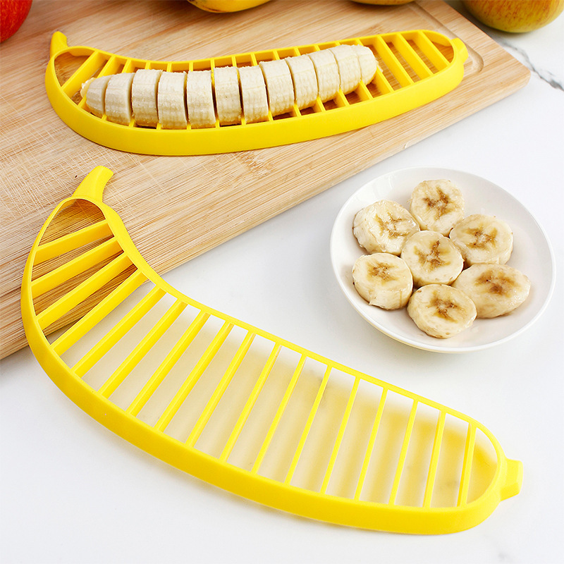 Easy Banana Slicer Cutters Practical Kitchen Tool Plastic Salad Fruit Peeler Cutter Chopper