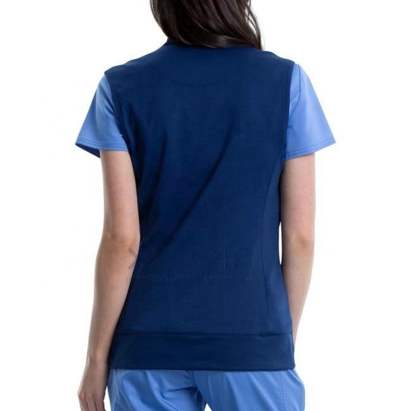 Rayon/Nylon/Spandex Women's Zip Front Knit Scrubs Jackets Vest Sleeveless Scrub Jackets Nurse Unisex Solid Scrub Vest