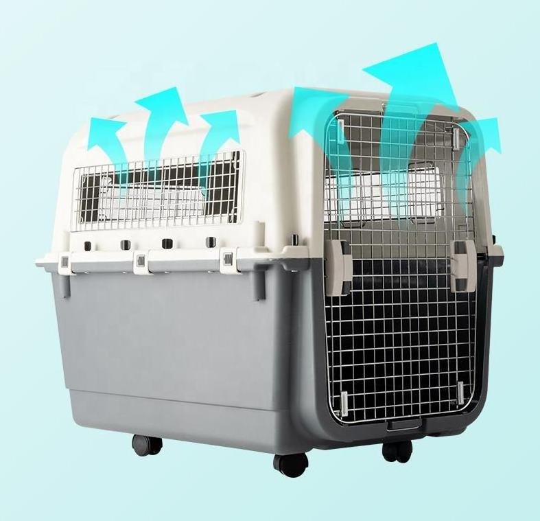 ZF Airline Approved Plastic Kennels Luxury Large Kennel on Wheel Dog Cat Crate Carrier Pet Travel