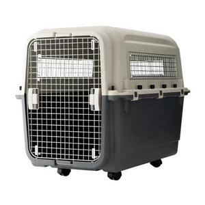 ZF Airline Approved Plastic Kennels Luxury Large Kennel on Wheel Dog Cat Crate Carrier Pet Travel