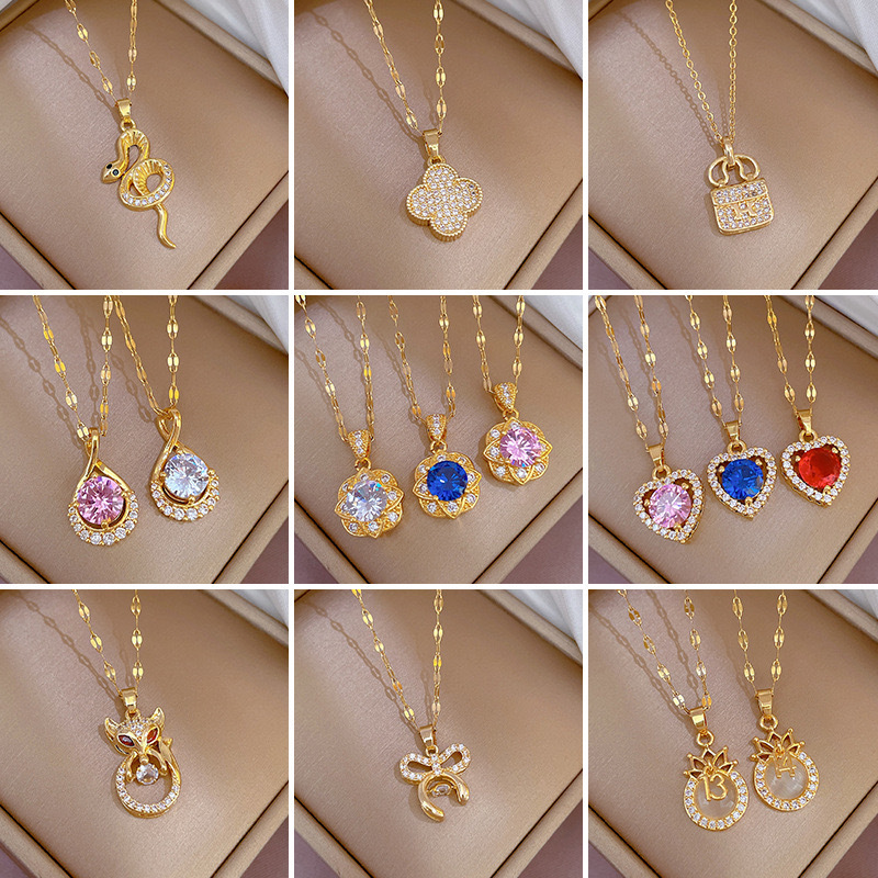 Free samples Wholesale Cheap Women Girls Stainless Steel Jewelry 18k Gold Necklace Pendant And Stud Earrings Jewelry Set