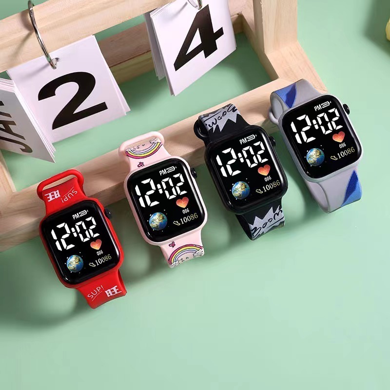 New Personalized Cartoon Fashionable Brand Pikachu Printed LED Watch Fashionable Square Student Electronic Watch