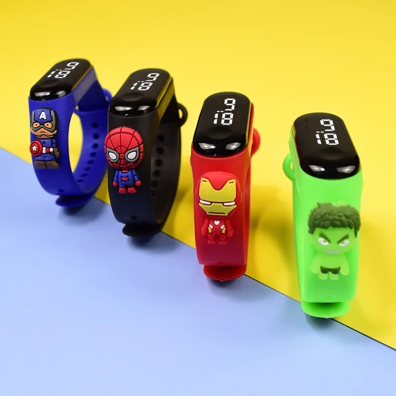 Free samples Hot Sale Cartoon Spider Man Iron Man Watch Smart Digital Kids Watch Toy M3 Waterproof Led Screen Watches