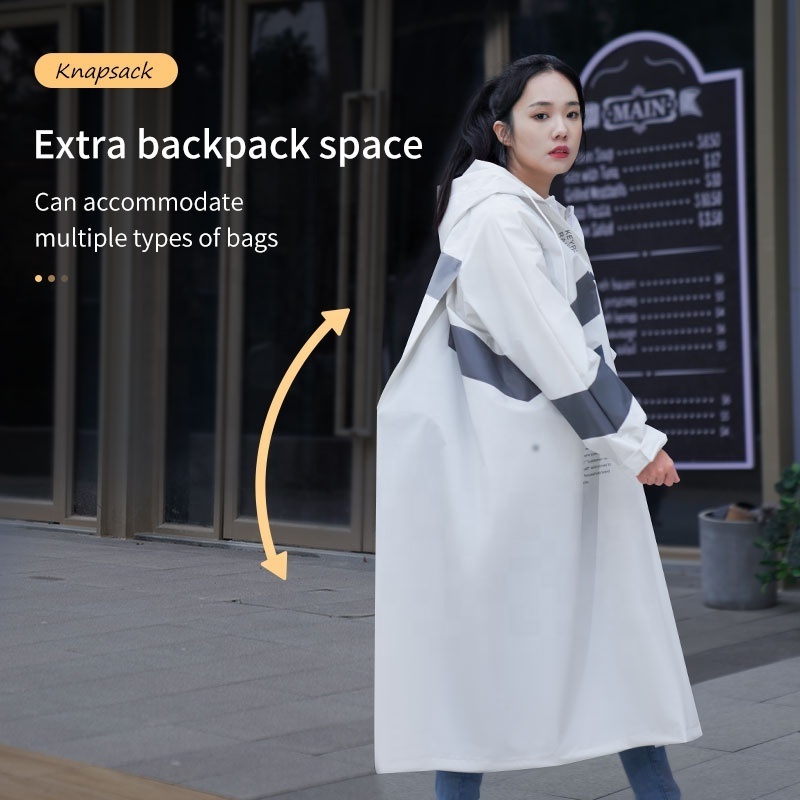 Customized back logo Raincoat long full-body women's cute adult students outside backpack rain coat poncho