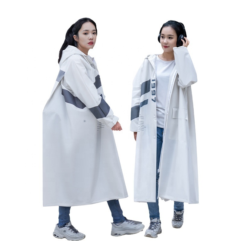 Customized back logo Raincoat long full-body women's cute adult students outside backpack rain coat poncho