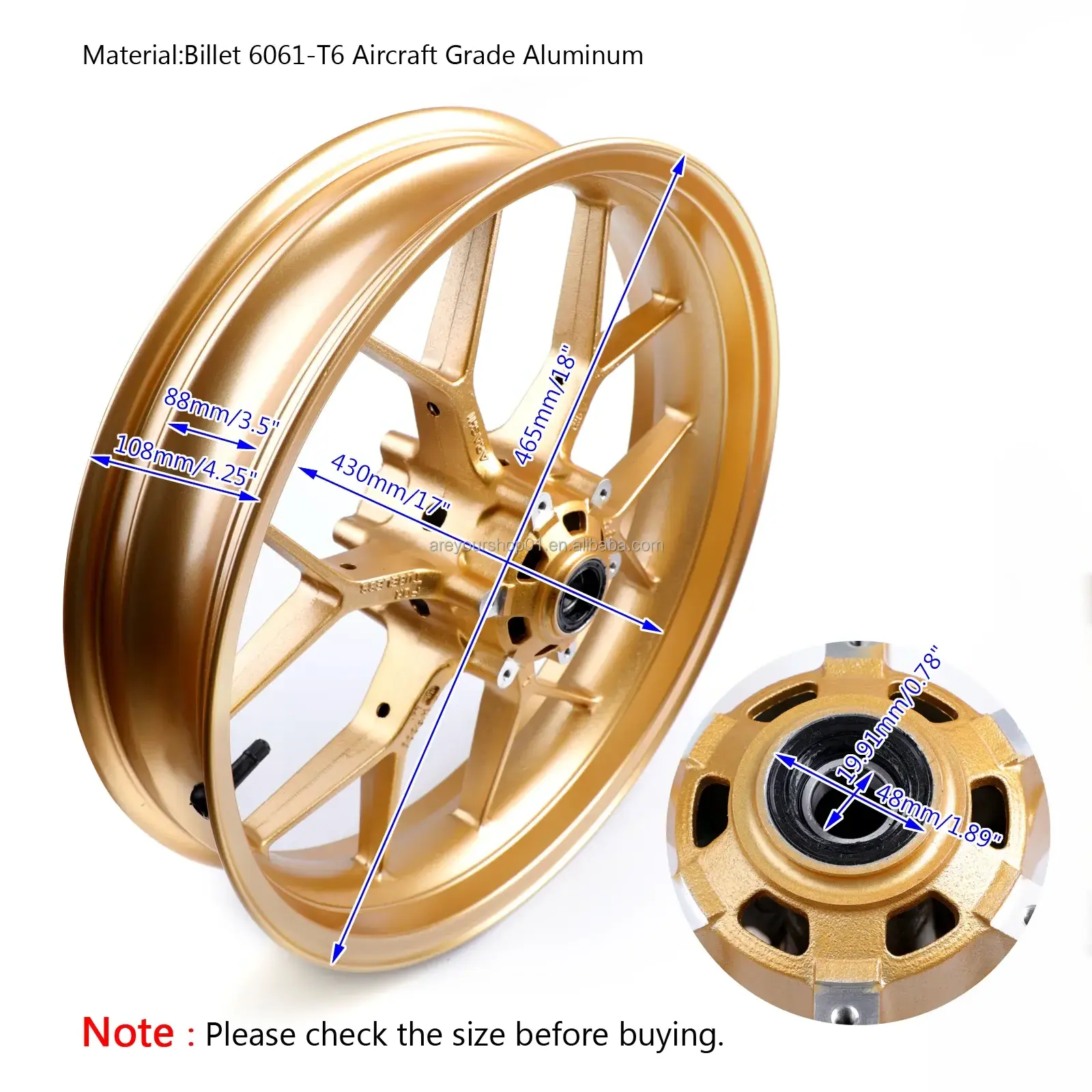 Hot Sale 17 inch motorbike wheel with spokes Aluminum Motorcycle wheels