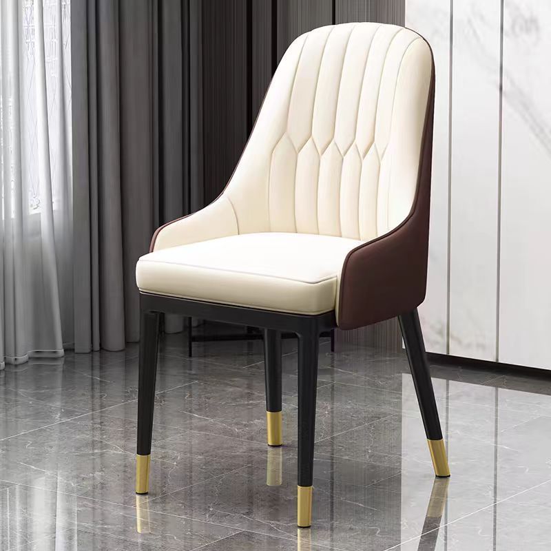 High Back Fabric Furniture Dining Chair Beige White Brown Pink Grey Gold Black Stainless Steel Metal Rh Pu Leather Dining Chair