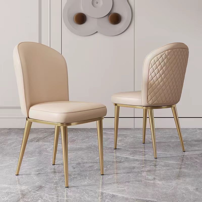 Luxury dining chairs Metal Dining Room Furniture Comfortable Backrest Base Leather Dining Chair