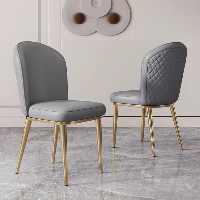 Luxury dining chairs Metal Dining Room Furniture Comfortable Backrest Base Leather Dining Chair