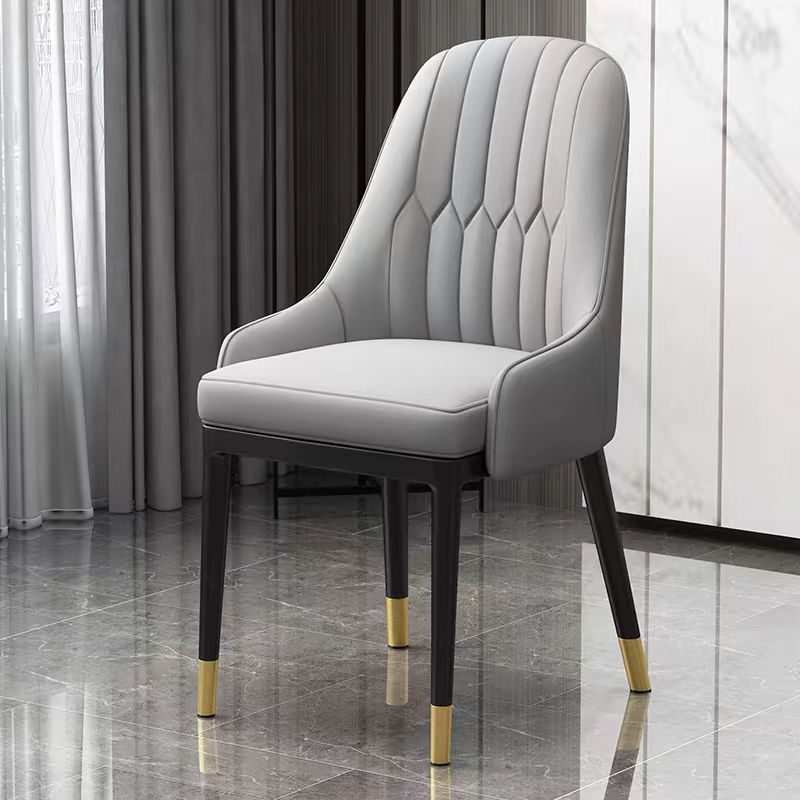 High Back Fabric Furniture Dining Chair Beige White Brown Pink Grey Gold Black Stainless Steel Metal Rh Pu Leather Dining Chair