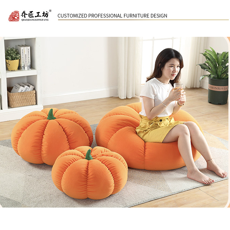 Wholesale Pumpkin shape Leisure sofa fabric sofa bean bag for kids