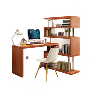 Study writing desk, computer desk, office table with bookshelf