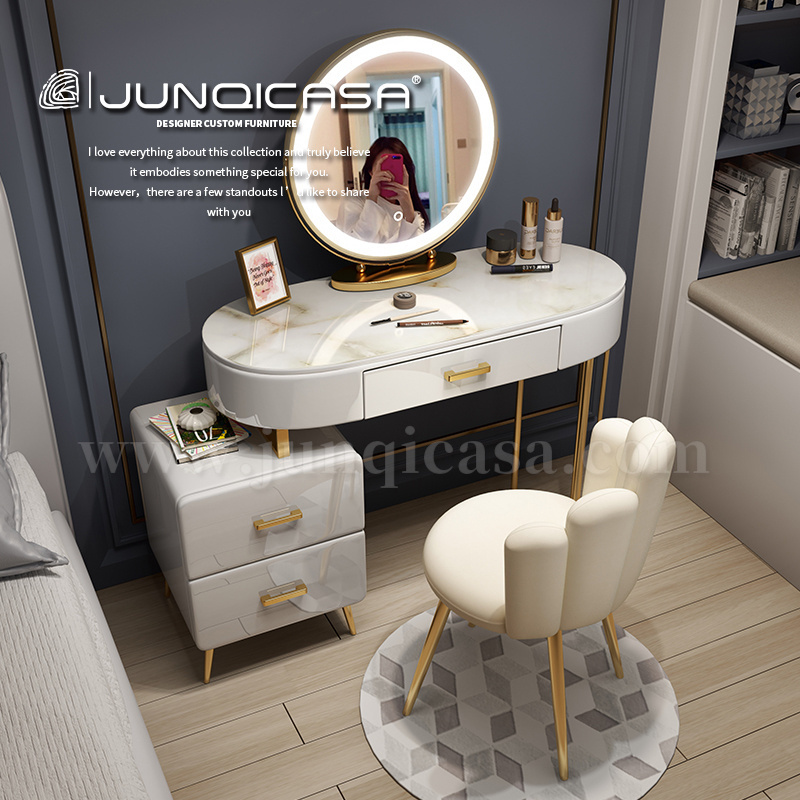 Dressing Table Mirrors Dresser Iron Golden Gold White Nordic Metal Technology Makeup China Vanity Desk