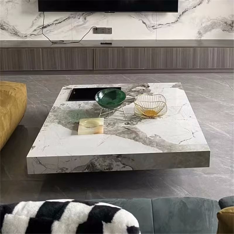 Minimalist Design Home Marble Coffee Table hotel Natural Stone Sofa end Tea Table square Reception center table