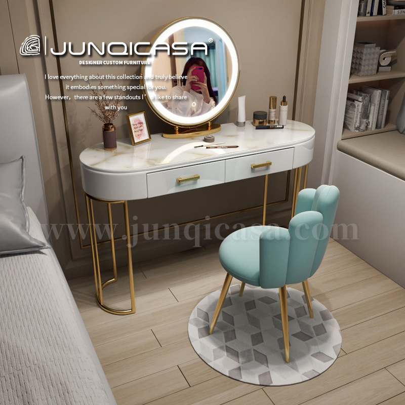 Dressing Table Mirrors Dresser Iron Golden Gold White Nordic Metal Technology Makeup China Vanity Desk