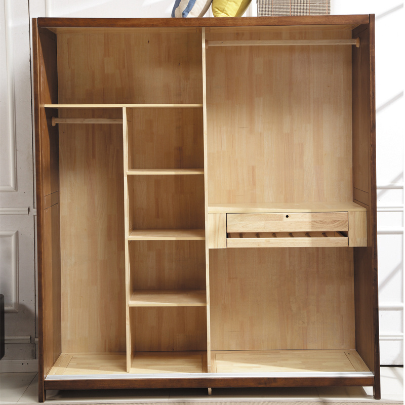 Cheap Home Furniture Bedroom Wardrobe Soild Wood Closet