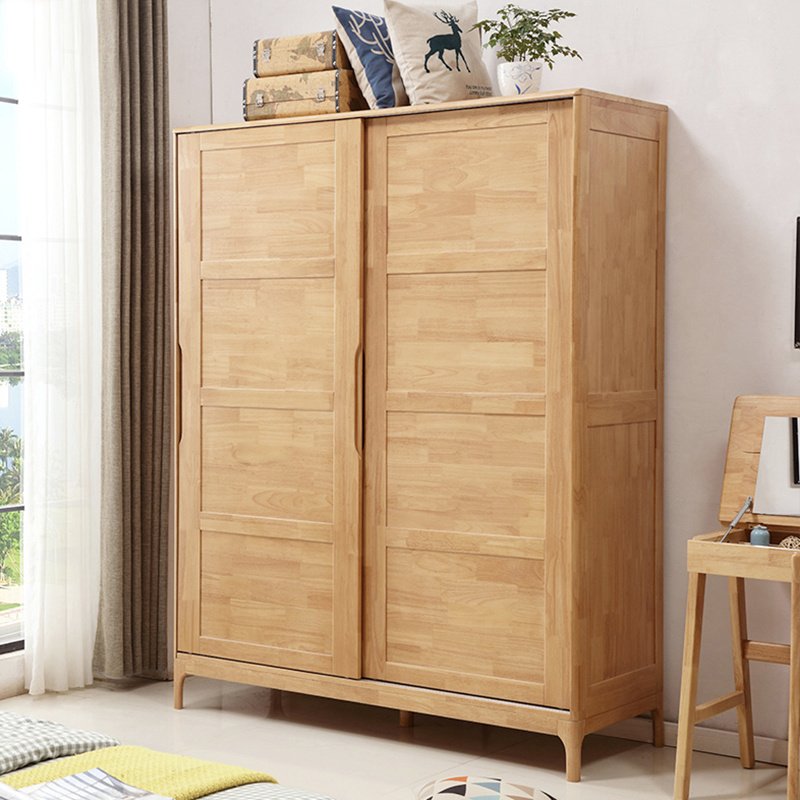 Cheap Home Furniture Bedroom Wardrobe Soild Wood Closet