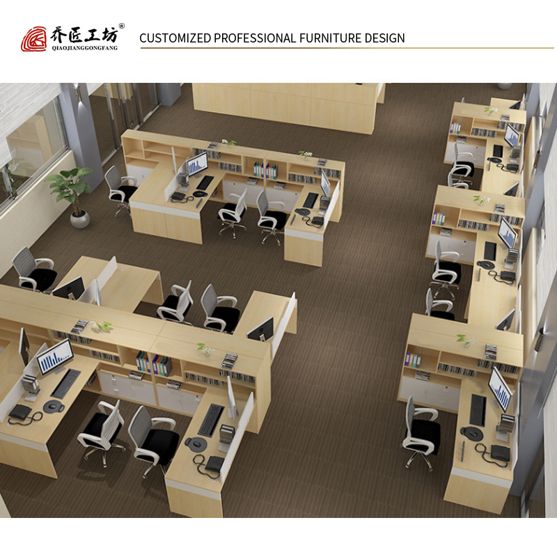 Commercial Furniture Cubicle Staff Table Modern Staff Office Workstation For 6 Person