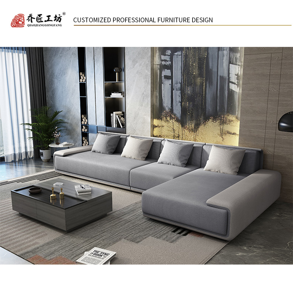 Commercial home furniture couch living room L shape sectional sofa with mixed color