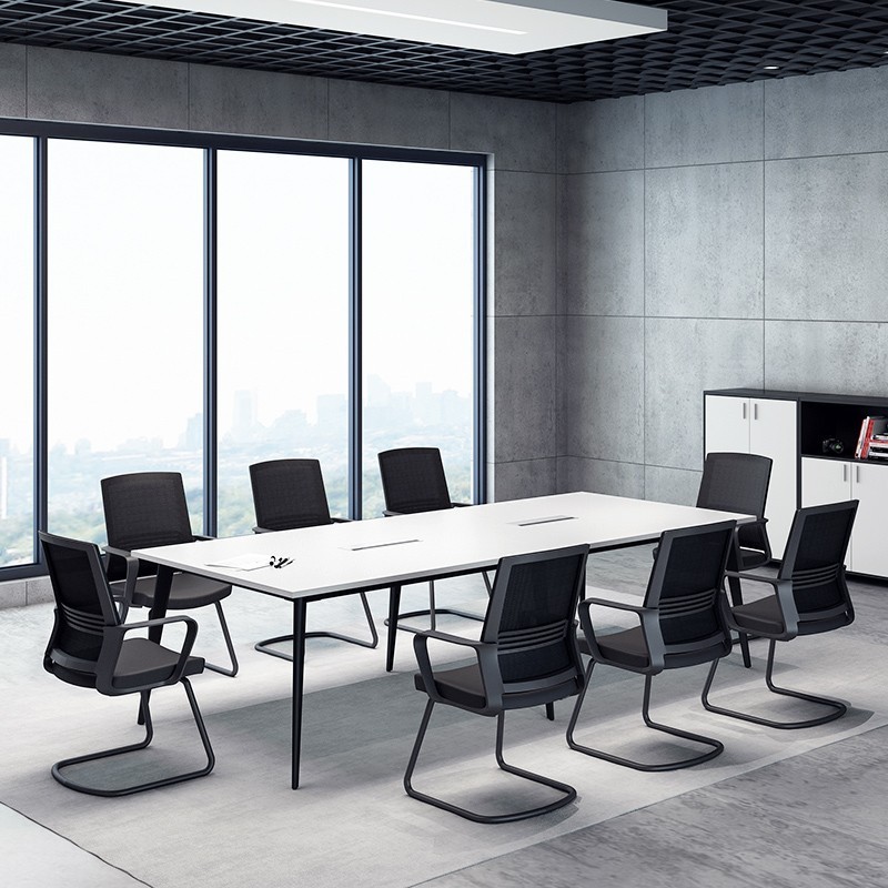 Office Conference Room furniture Conference Table Boat Shaped Meeting Table with Rectangle Grommet Boardroom Table