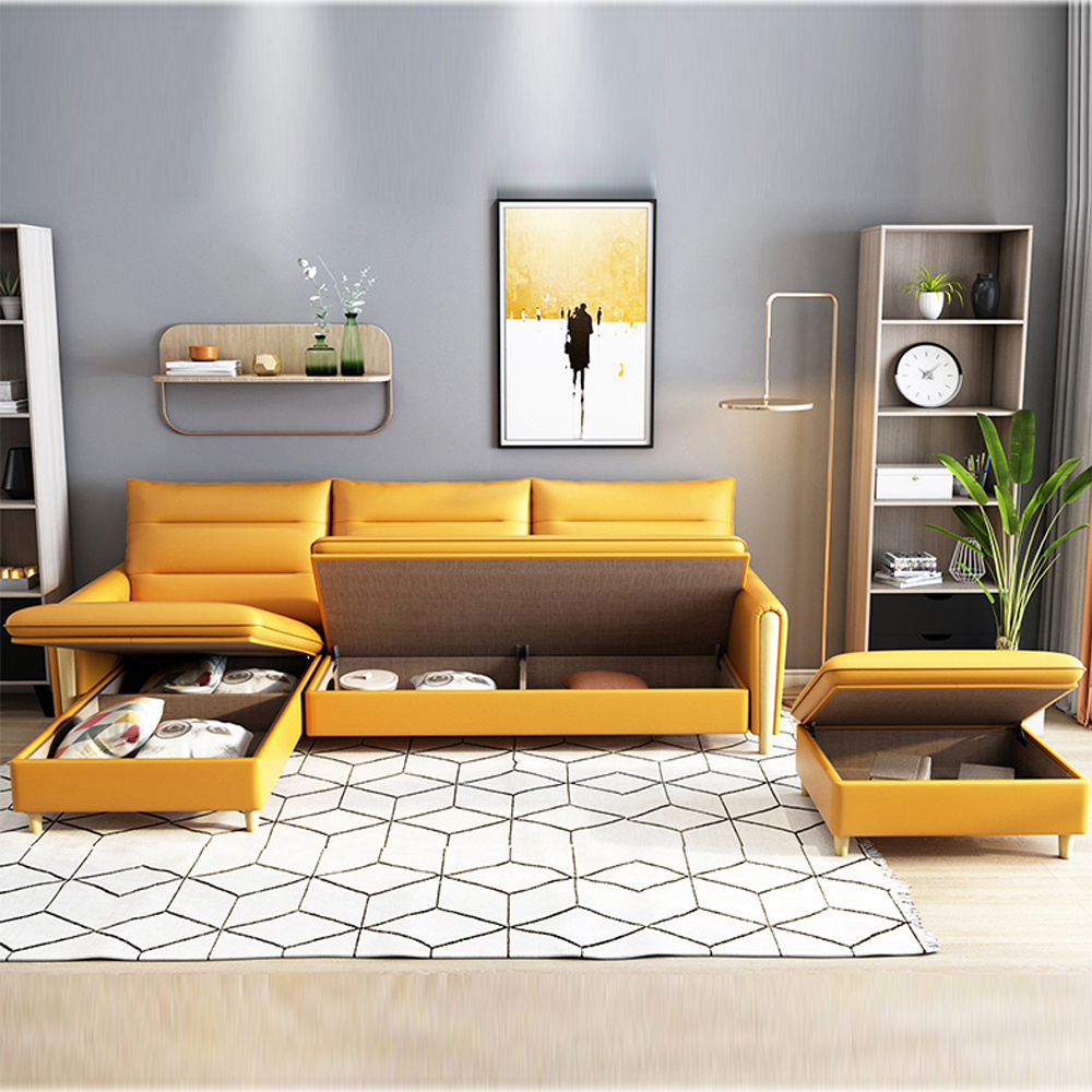 Hot Sale New Design Storage Nordic Home Furniture Single Leather Sofa Set