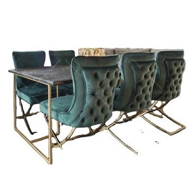 Dining Room Furniture Upholstered High Back Green Velvet Chair Steel restaurant Chair luxury wedding event chair