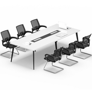 Office Conference Room furniture Conference Table Boat Shaped Meeting Table with Rectangle Grommet Boardroom Table