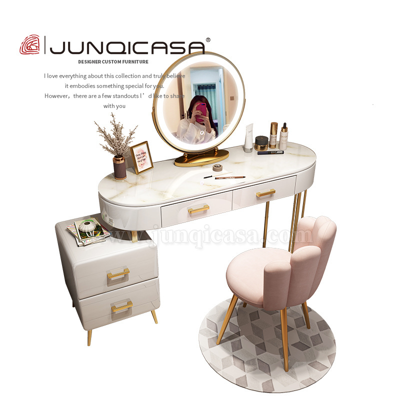 Dressing Table Mirrors Dresser Iron Golden Gold White Nordic Metal Technology Makeup China Vanity Desk