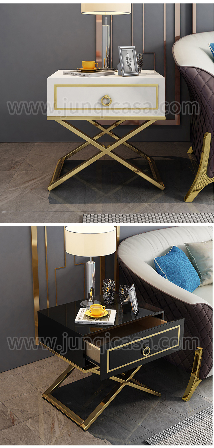 Modern 304 Stainless Steel Bedside Table Luxury Nightstand Gold Bedroom Hotel Nightstands