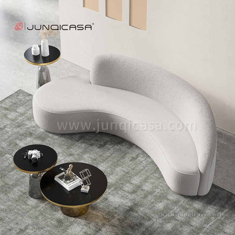 European White Velvet Sectional Sofas Half Round Hotel Reception sofa Semi Circle Living Room Sofa Furniture