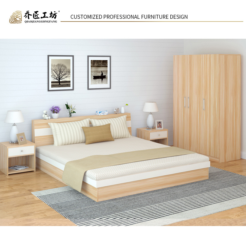 Wholesale Bedroom Furniture Mdf Double Bed Wooden Box Queen Bed