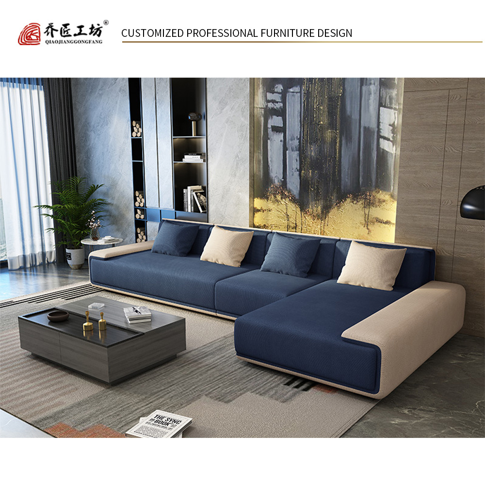 Commercial home furniture couch living room L shape sectional sofa with mixed color