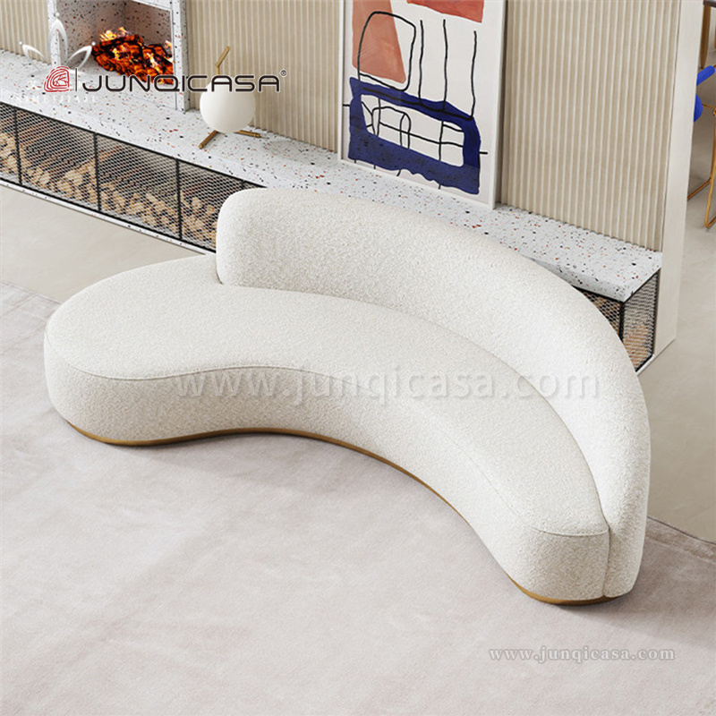 European White Velvet Sectional Sofas Half Round Hotel Reception sofa Semi Circle Living Room Sofa Furniture