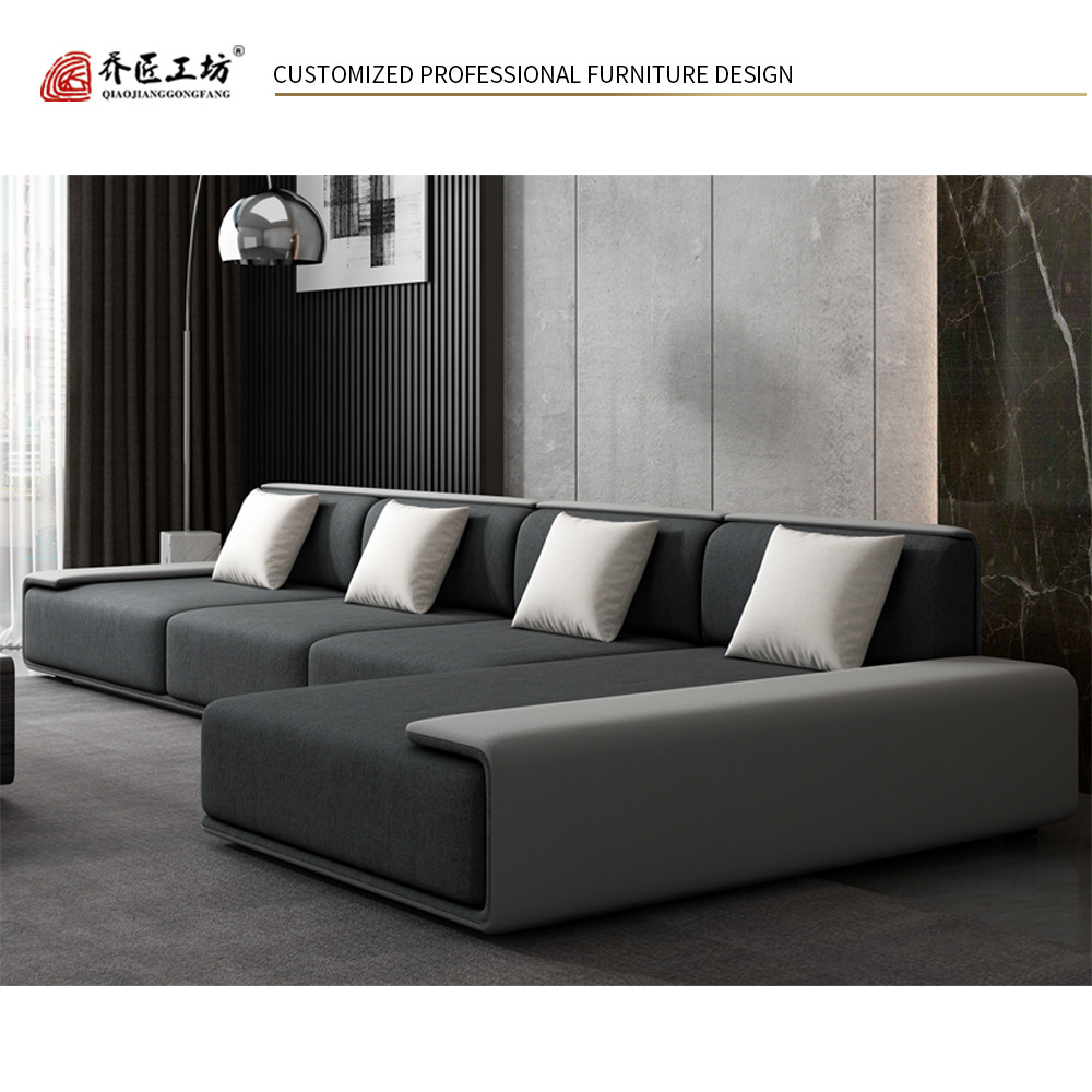 Commercial home furniture couch living room L shape sectional sofa with mixed color