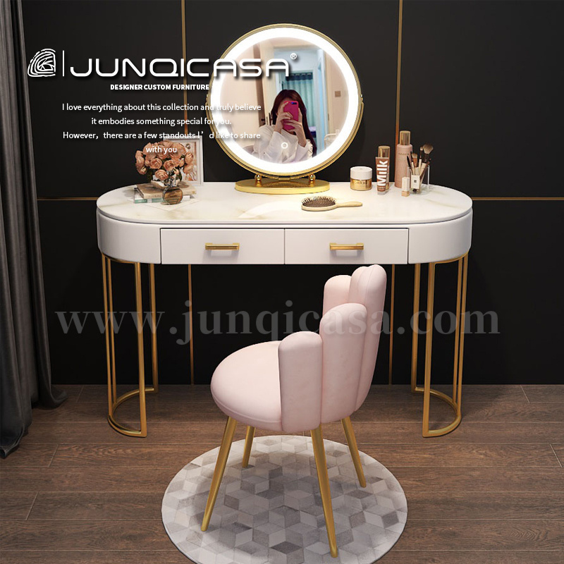 Dressing Table Mirrors Dresser Iron Golden Gold White Nordic Metal Technology Makeup China Vanity Desk