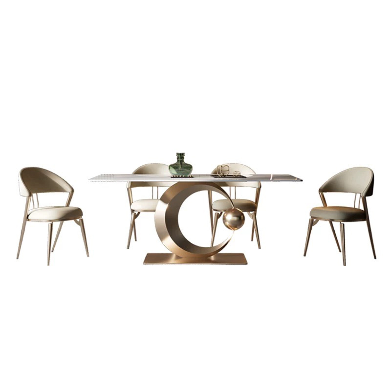 New Design Home Dining Room Dining Table Set 8 Seat Modern Marble Dining Table And Chair With Metal Base