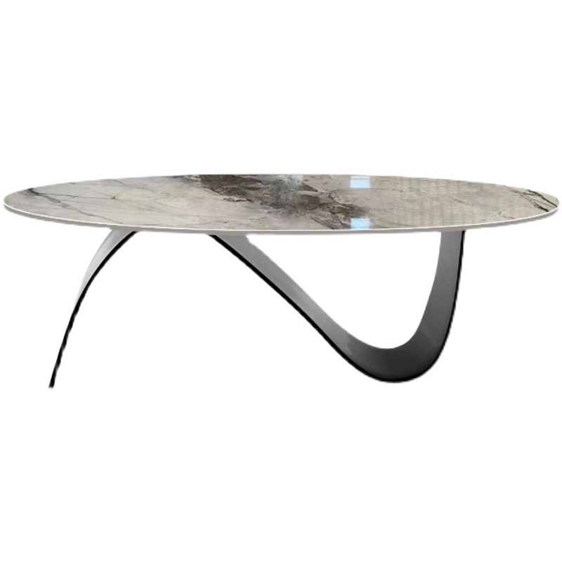 Italian Modern Oval Rock Slab Coffee Table Living Room Furniture Designer New Metal Center Table Unique tea Table