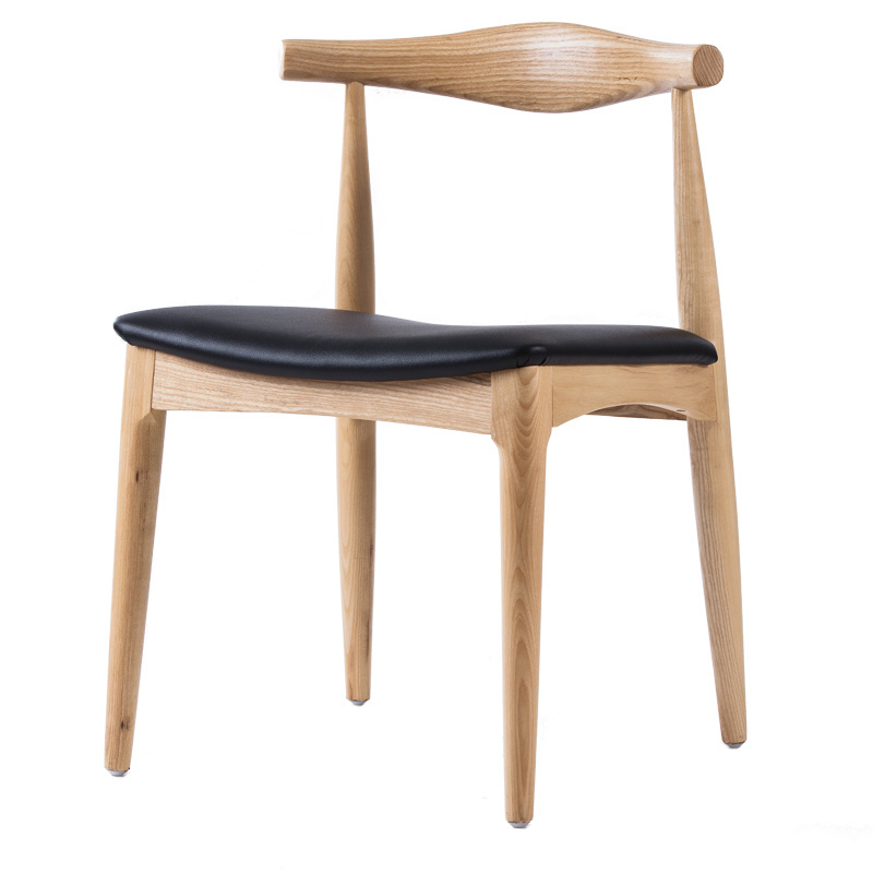 Combination Modern Hans Wegner PU Leather Wooden Frame Dining Restaurant Wooden Dining Chair and OX Horn Chair or Cow Horn Chair